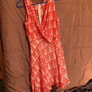 Hem and Thread Rust and White Mini Dress